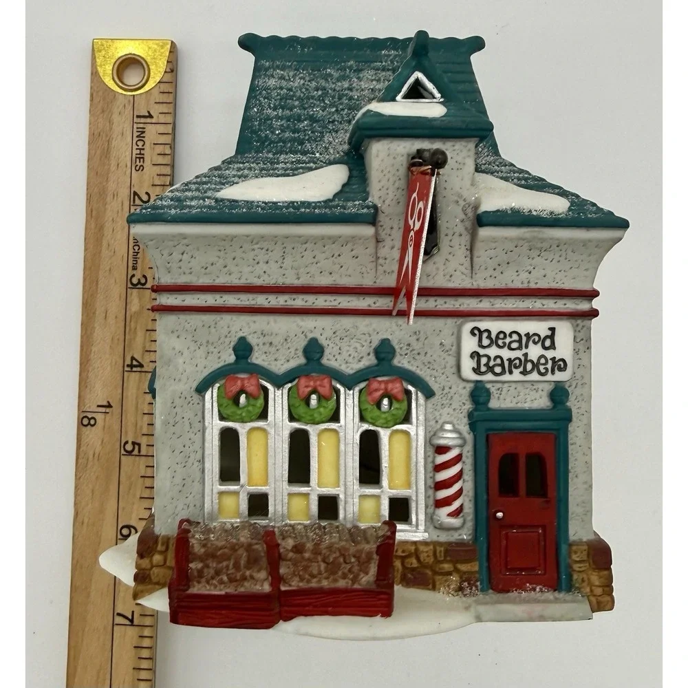 Department‎ 56 North Pole Series Beard Barber Shop 1994 Porcelain Light Up House
